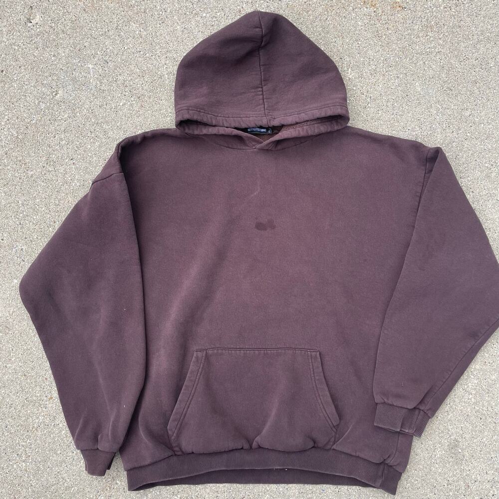 PrettyLittleThing Brown Oversized Boxy Hoodie Blank Pullover Womens L Cozy